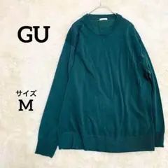 GU ジーユー ウォッシャブル クルーネックセーター ダークグリーン M
