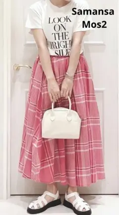 Samansa Mos2インドボイル柄アソートギャザースカート　ピンク