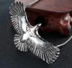 イーグル シルバー ネックレス♪メンズ ごつい いかつい 鷹 鷲 翼 フェザー羽