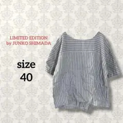 リミテッドエディション【40】リネンストライプブラウス グレー系 ゆったり 麻のサムネイル