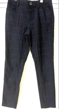 濃紺✖️グリーン　チェック柄パンツ　Mサイズ