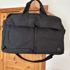 ポーターPORTER ブラック スモーキーショルダーバッグ フロントポケット付き