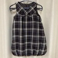 BeBe チェック柄 ブラウン　ノースリーブワンピースリボン付き　110cm