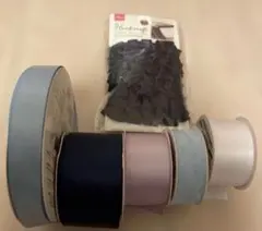 リボンセット 水色 紺色 薄紫 フリル