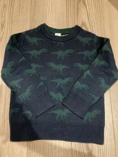 【つるつる様】　美品　Gapセーター　恐竜柄　綿ニット　110　XS