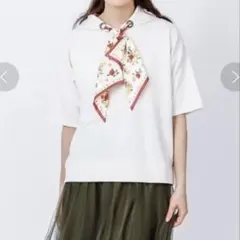 美品】axes femme アクシーズファム スカーフ デザイン 半袖 パーカーのサムネイル