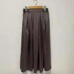 【AMERICAN HOLIC】ロングスカート　ギャザー　プリーツ　光沢　茶系