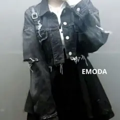 【EMODA】 Wスリットカットオフデニムジャケット
