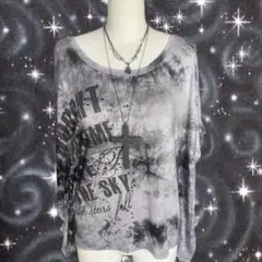 00s Tシャツ 半袖 ドクロ 平成ギャル ホラゲ y2k