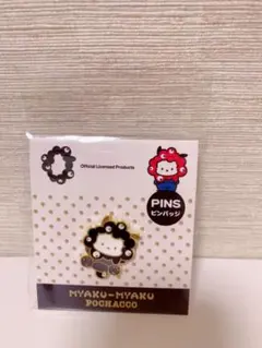 ポチャッコ ピンバッジ　黒ミャクミャク　モノクロ金　万博