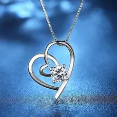 【ベネチアチェーン/送料無料】ダイヤモンドダブルハートペンダントネックレス