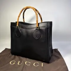 極美品GUCCI グッチ バンブー ダイアナ ハンドバッグ レザー　黒 ブラックのサムネイル