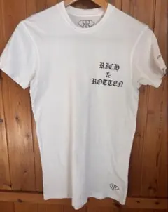 00s ロエン スカルロゴプリント 半袖Tシャツ /L 白 ロゴ刺繍 y2k 