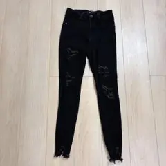 BLUE SAVVI ブラック　スキニーデニム　ストレッチ　ダメージ　サイズ9