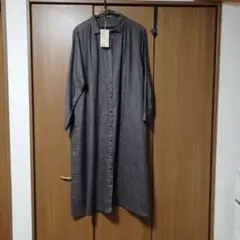 無印良品　リネン洗いざらし　長袖シャツワンピース