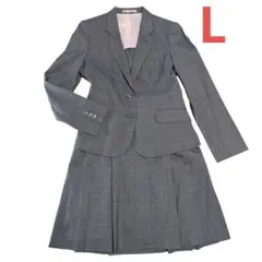 【美品】大きいサイズ LES MUSE シルク混 グレンチェック スカートスーツ