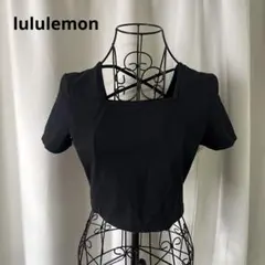 lululemon スクエアネック　バッククロス　クロップド　Tシャツ　ブラック
