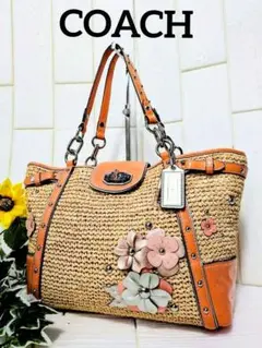 COACH コーチ カゴバッグ トートバッグ ターンロック エナメル チェーン