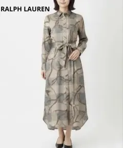 美品✨ RALPH LAUREN ロングシャツワンピース チェーン柄 ベルト