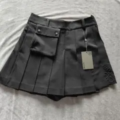 美品 近年 マークアンドロナ ストレッチ スカート プリーツ ネイビー
