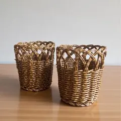 筒型バスケット　2個セット　洗えるかご　鉢カバー　小物入れなど