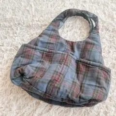 シンプルライフ　トートバッグ　ハンドバッグ　チェック　中綿　ポケット