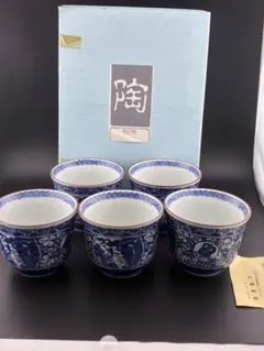 高山寺 鳥獣戯画 京焼 清水焼 平安吉兆 高山寺 汲出 茶碗 湯呑5客