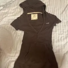 Hollister 半袖 フーディー トップス ブラウン 茶色 y2k海外ガール