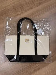 フェイラー オールドテディ ワッペントートバッグ アイボリー×ブラック