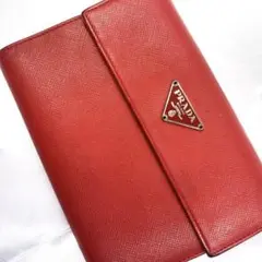 PRADA レッドレザー 二つ折り財布