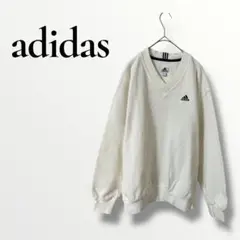 adidas アディダス　Vネックトレーナー L ホワイト　長袖