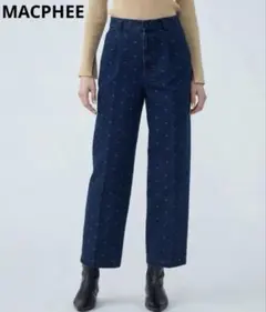 美品　MACPHEE　デニムスパークジャカードタックストレートパンツ　32