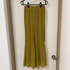 MURUA オリーブイエロー　プリーツ ワイドパンツ F