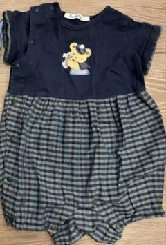 familiar ロンパース ネイビー チェック 70