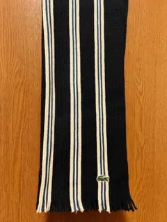 LACOSTE ストライプマフラー ネイビー