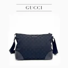 2785 良品 GUCCI GGキャンバス メッセンジャー ショルダーバッグ 黒