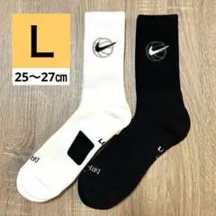 NIKE　エブリデイクルーソックス Lサイズ　白黒　2足セット 【バスケ】