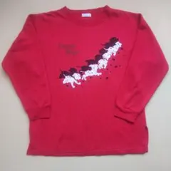 vintage 古着 90s レトロ Funny Dogs 赤 長袖 裏起毛