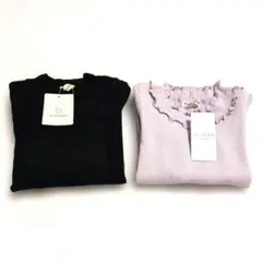 カットソー 2点セット 黒 薄紫　110