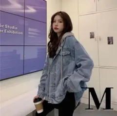 【M】デニムジャケット Gジャン フード付き オーバーサイズ　ストリート系　秋