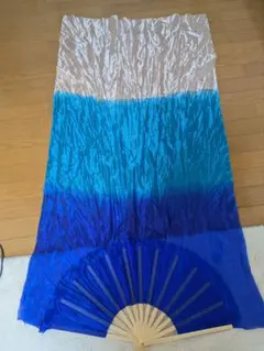 ベリーダンス用 ベールファン 扇子 グラデーション　青