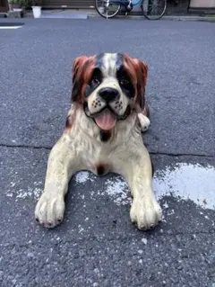 新品 陶器犬 大型犬 ダルメシアン 難有 オブジェ 置物 ホワイト 白色