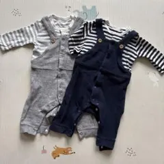 UNIQLO ベビー ロンパース 60cm グレー ネイビーセット