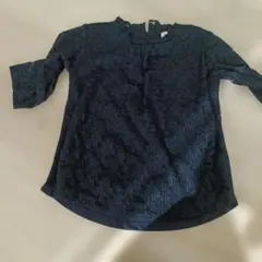 GLOBAL WORK ネイビー レース袖ブラウス M