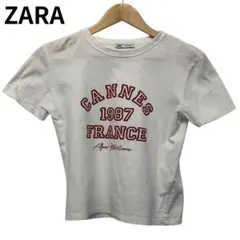 ザラ CANNES 1987 FRANCEプリントTシャツ クルーネック S