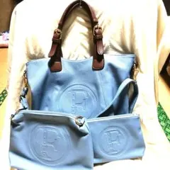 firanoライトブルー レザー ショルダーバッグ