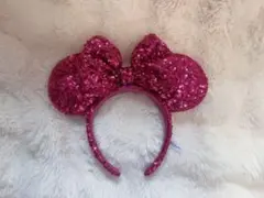 ミニー耳カチューシャ ピンク スパンコール