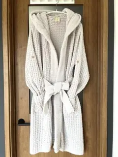 gelato pique ルームウェア 薄いグレー　フード付きバスローブ