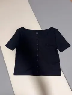 GAP リブ クロップド 半袖 Tシャツ ブラック S