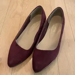 ショコラフィネローブ　スエードパンプス　えんじ色　M 安定感あり